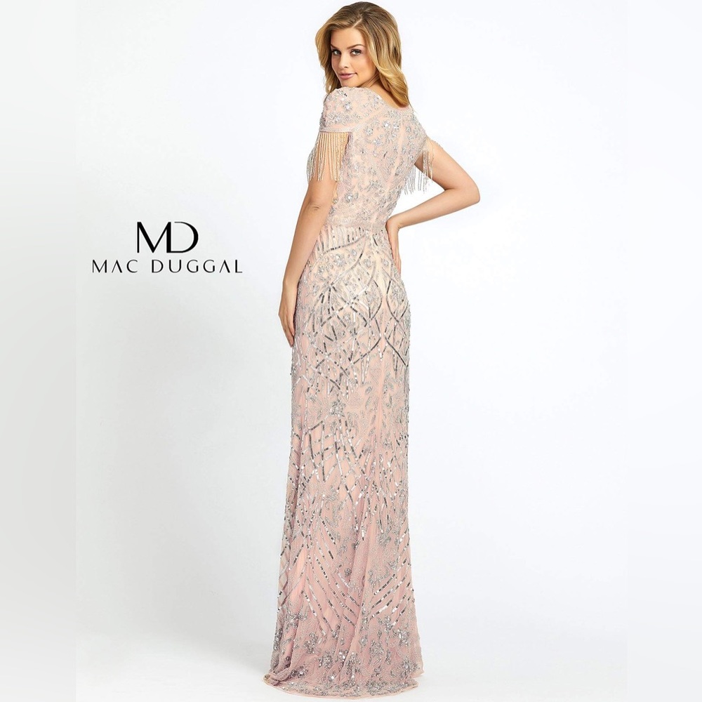 Mac Duggal Sequins Short Sleeve Dress